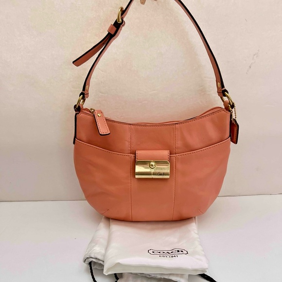 Coach Kristy Peach Leather Mini Hobo Bag - Picture 1 of 12